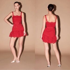 Saylor Verena Red Lace Mini Dress